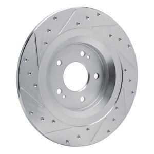 Hyundai SANTA FE Brake Rotor (1) - Rear Right - R1 Concepts - Drilled & Slotted - Silver - `22-`25